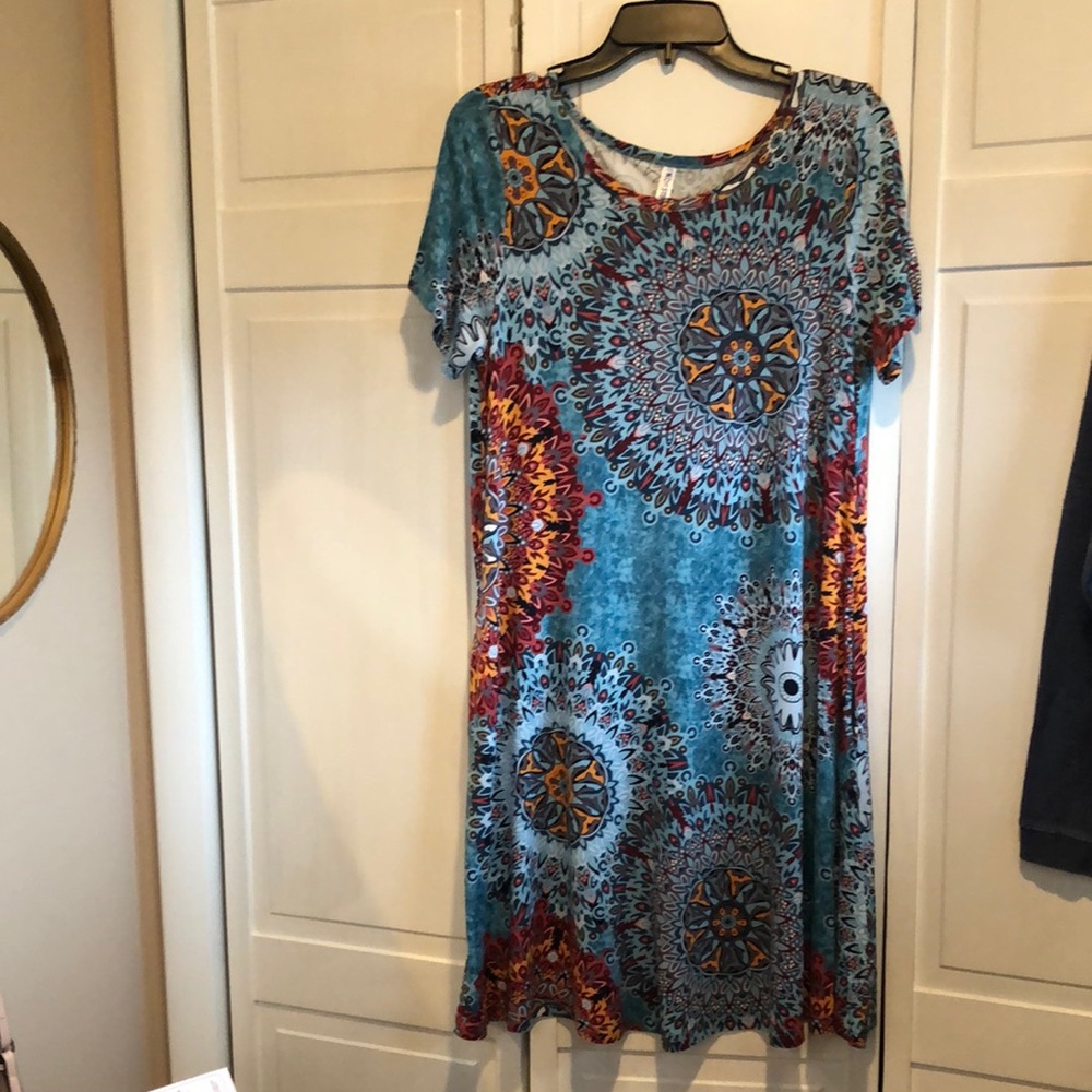Bohemian Blue and Red Patterned Dress